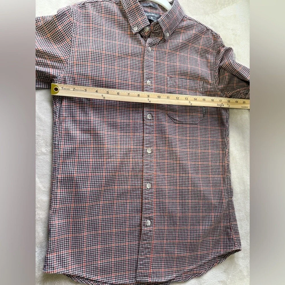 Eddie Bauer Mens Slim‎ Fit Houndstooth Button Down Shirt Small Burgundy Navy S